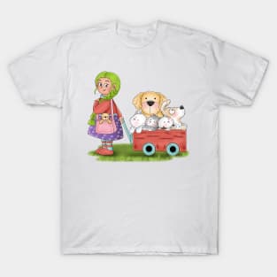 Girl Brings Pet Carriage T-Shirt